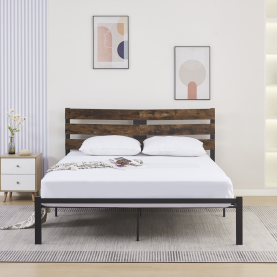 Franciaágy ráccsal, rusztikus tölgy/fém, 160x200, ANEYA