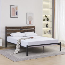 Franciaágy ráccsal, rusztikus tölgy/fém, 180x200, ANEYA