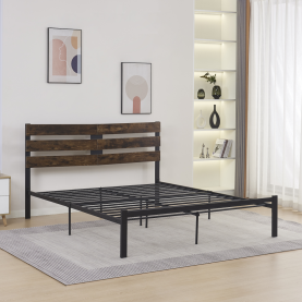 Franciaágy ráccsal, rusztikus tölgy/fém, 180x200, ANEYA