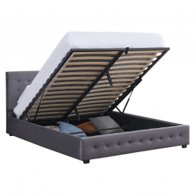 Ágy tárhellyel, 160x200, szürke, MINDY