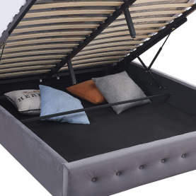 Ágy tárhellyel, 160x200, szürke, MINDY