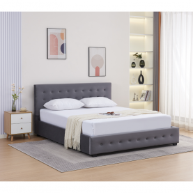 Ágy tárhellyel, 160x200, szürke, MINDY