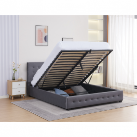 Ágy tárhellyel, 160x200, szürke, MINDY