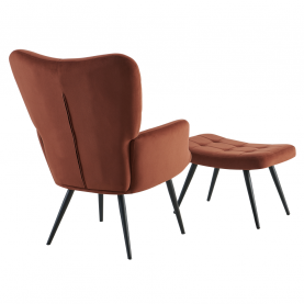 Fotel lábtartóval, barna Velvet szövet/fekete, HABEN Fotel lábtartóval, barna Velvet szövet/fekete, HABEN