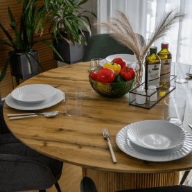 Étkezőasztal, tölgy, átmérő 120 cm, MAHIR TYP 2