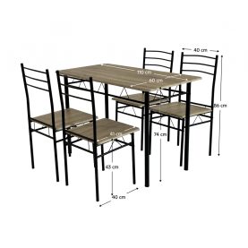 Étkezőgarnitúra 1+4, sonoma tölgy/fekete, MAKO Étkezőgarnitúra 1+4, sonoma tölgy/fekete, MAKO