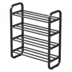 Cipőtartó, 4 polcos, fekete, FERRUM Cipőtartó, 4 polcos, fekete, FERRUM