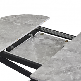 Kihúzható étkezőasztal, beton/fekete, 100x100-140x75 cm, ABERO TYP 1