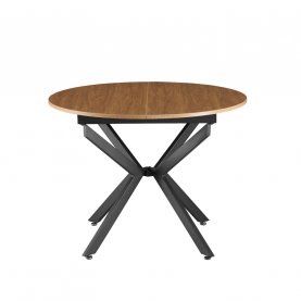 Kihúzható étkezőasztal, világos tölgy/fekete, 100x100-140x75 cm, ABERO TYP 1