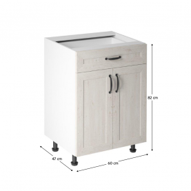 Alsószekrény, fehér/északi sosna, ROYAL D60S1 Alsószekrény, fehér/északi sosna, ROYAL D60S1