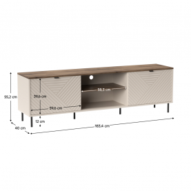 TV asztal. kasmír/castello tolgy. EYCO 2D/180 TV asztal. kasmír/castello tolgy. EYCO 2D/180