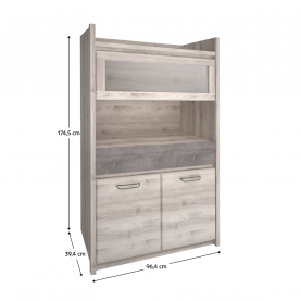 Alacsony vitrin 2D1W1S. nairobi gesztenye/onix. JESI NEW