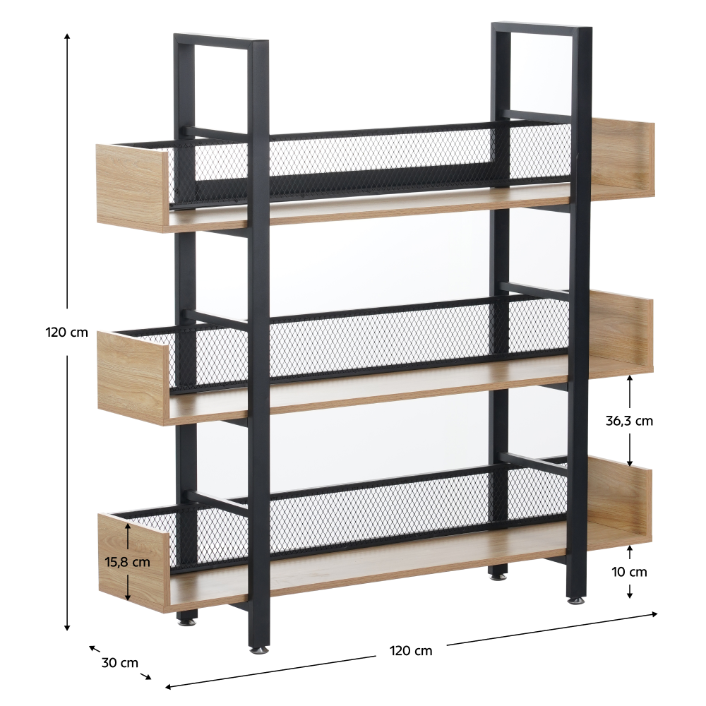 3 polcos polcállvány. tolgy/fekete. KILIS NEW TYP 1