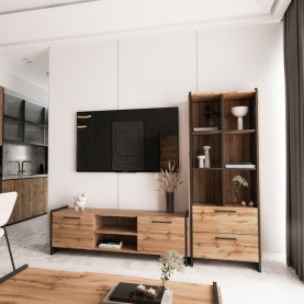 Nyitott polcos szekrény. wotan tolgy/fekete. AMONI 2S Nyitott polcos szekrény. wotan tolgy/fekete. AMONI 2S