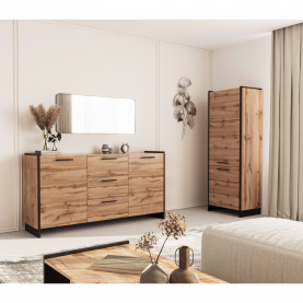 Polcos szekrény. wotan tolgy/fekete. AMONI 2D