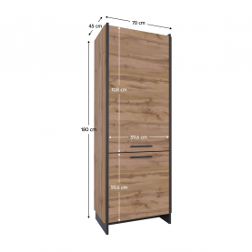 Polcos szekrény. wotan tolgy/fekete. AMONI 2D