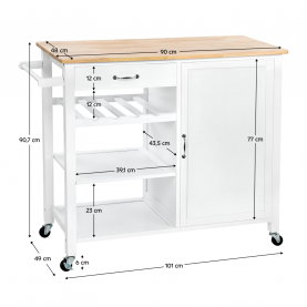 Tálalókocsi. fehér/természetes. ROBINS Tálalókocsi. fehér/természetes. ROBINS