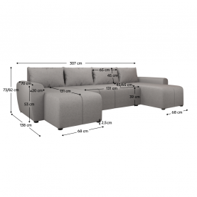 Univerzális ülőgarnitúra. szürke. DELIN U UNI Univerzális ülőgarnitúra. szürke. DELIN U UNI