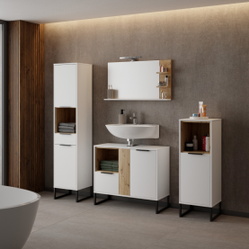 Tükor LED világítással. fehér/artisan tolgy. CUBO CUB04 Tükor LED világítással. fehér/artisan tolgy. CUBO CUB04