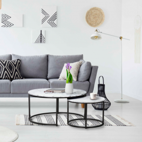 Dohányzóasztalok. 2 db-os szett. fehér/fekete. CIRKO