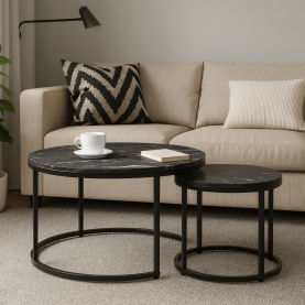 Dohányzóasztalok. 2 db-os szett. sotétszürke/fekete. CIRKO