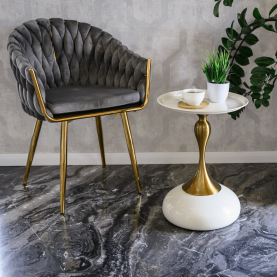 Kisasztal. fehér Ivory/arany. FEJ