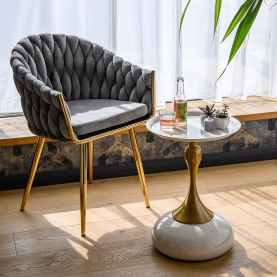 Kisasztal. fehér Ivory/arany. FEJ