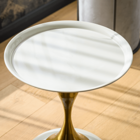 Kisasztal. fehér Ivory/arany. FEJ