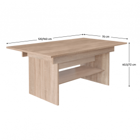 Kihúzható étkező-/dohányzóasztal. sonoma tolgy. 120/160x70 cm. LAVKO NEW Kihúzható étkező-/dohányzóasztal. sonoma tolgy. 120/160x70 cm. LAVKO NEW