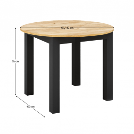 Kihúzható étkezőasztal. arany craft tolgy/fekete. 103-142x76 cm. HARRY Kihúzható étkezőasztal. arany craft tolgy/fekete. 103-142x76 cm. HARRY