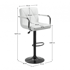 Bárszék. ekobőr fehér/fekete. FABIOLA