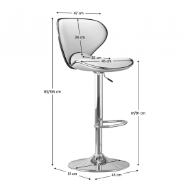 Bárszék. fehér/króm. HEDLI