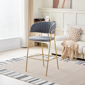 Design bárszék. szürkésbarna Velvet szovet/gold króm arany. DASMIN TYP 2