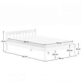 Ágy ráccsal. fehér. fenyőfa. 140x200. MAVIL