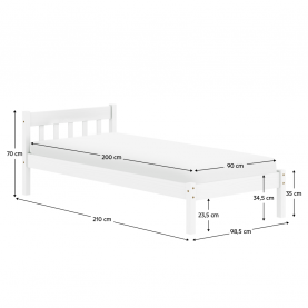 Ágy ráccsal. fehér. fenyőfa. 90x200. MAVIL
