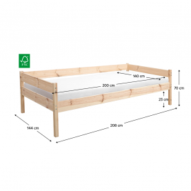 Ágy ágyráccsal. 140x200. lucfenyő. BENY