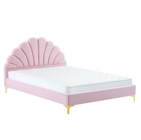 Ágy ágyráccsal. 140x200. rózsaszín Velvet szovet. ISADORA