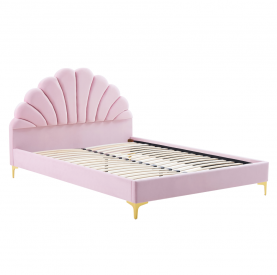 Ágy ágyráccsal. 140x200. rózsaszín Velvet szovet. ISADORA