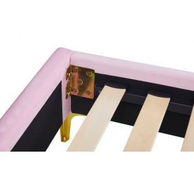 Ágy ágyráccsal. 140x200. rózsaszín Velvet szovet. ISADORA