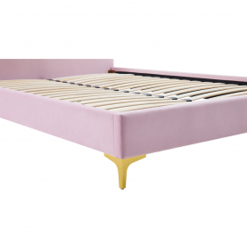 Ágy ágyráccsal. 140x200. rózsaszín Velvet szovet. ISADORA