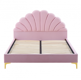 Ágy ágyráccsal. 140x200. rózsaszín Velvet szovet. ISADORA