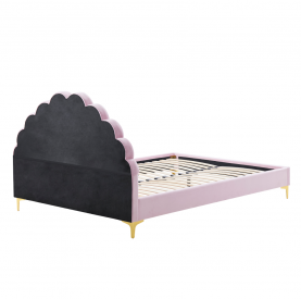 Ágy ágyráccsal. 140x200. rózsaszín Velvet szovet. ISADORA