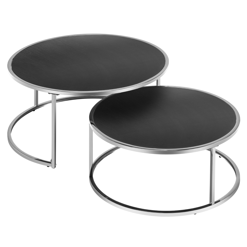 2 darabos dohányzóasztal szett. ezüst/fekete. DONOVAN 2 NEW 2 darabos dohányzóasztal szett. ezüst/fekete. DONOVAN 2 NEW