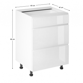 Alsószekrény. fehér/fehér extra magasfényű HG. AURORA D60S3