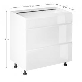 Alsószekrény. fehér/fehér extra magasfényű HG. AURORA D80S3