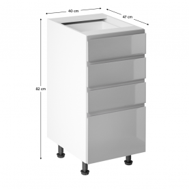 Alsószekrény. fehér/szürke extra magasfényű HG. AURORA D40S4