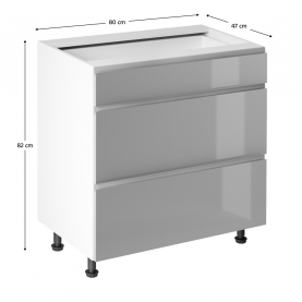 Alsószekrény. fehér/szürke extra magasfényű HG. AURORA D80S3