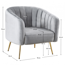 Design fotel. szürke Velvet szovet/gold króm-arany. BAGY Design fotel. szürke Velvet szovet/gold króm-arany. BAGY