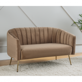 Design kétszemélyes kanapé. barna Velvet szovet/gold króm-arany. BAGY