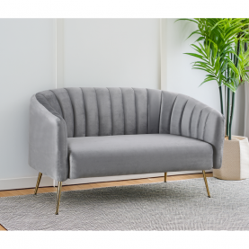 Design kétszemélyes kanapé. szürke Velvet szovet/gold króm-arany. BAGY